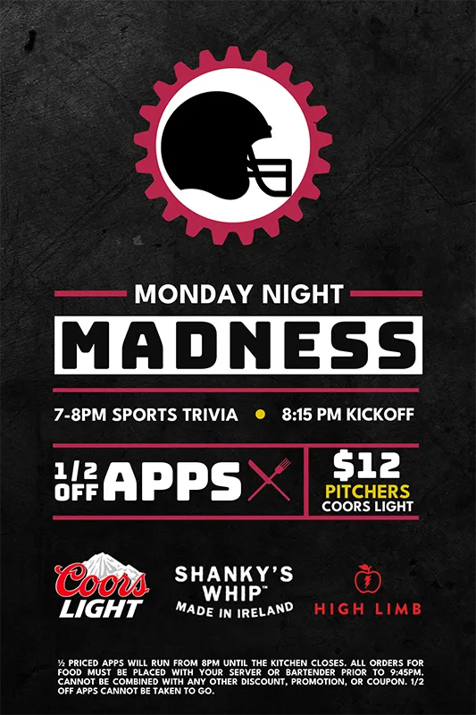 Monday Night Trivia and Monday Night Football tonight! 